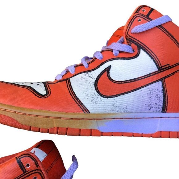 VINTAGE 2007 Nike Dunk High 1 Piece Premium Orange Size 10 - Picture 9 of 12